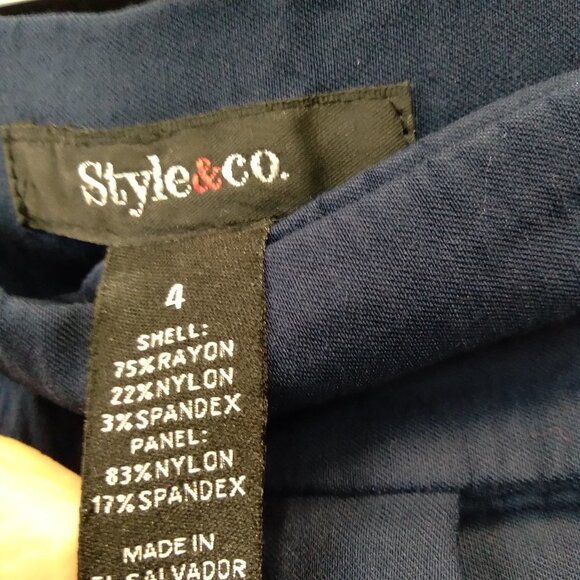 STYLE & Co Navy Flat Front Button Zip Fly Pants - Picture 4 of 8